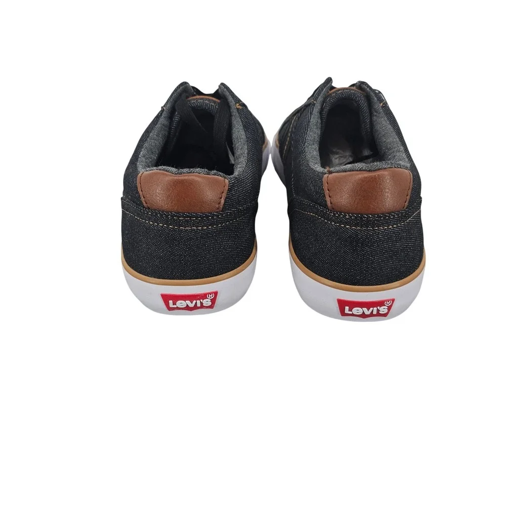 Levi's‎ Men's 13 Denim Canvas Low Top Sneakers Dark Wash Black Trim NEW